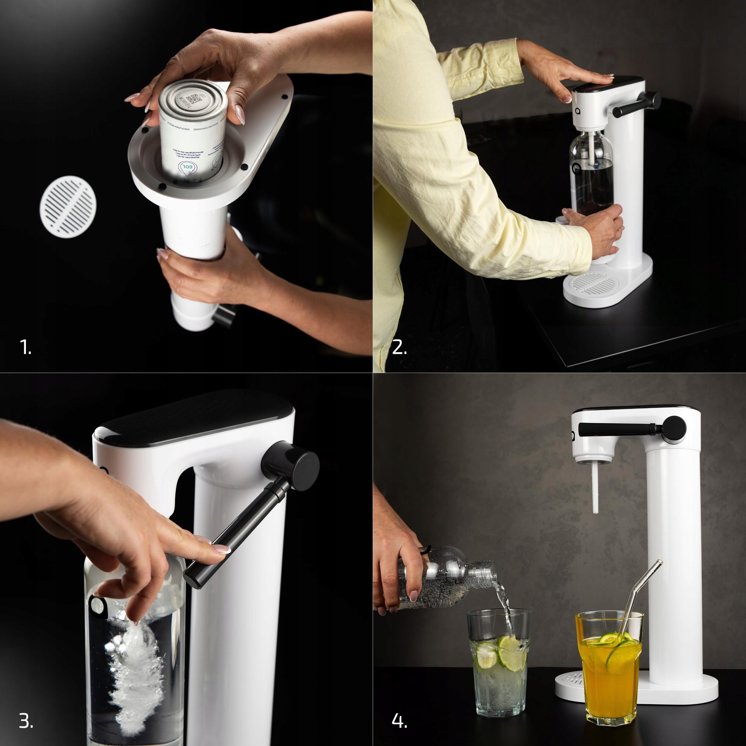 Saturator Do Wody Gazowanej + 2x Butelka Na Wodę 1l Nabój Butla Co2 Zestaw - 6