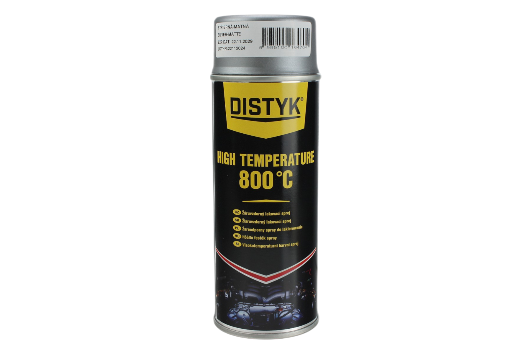 Lakier termoodporny srebrny mat DISTYK 400ml, do 800°C, do grilla, tłumika, grzejnika