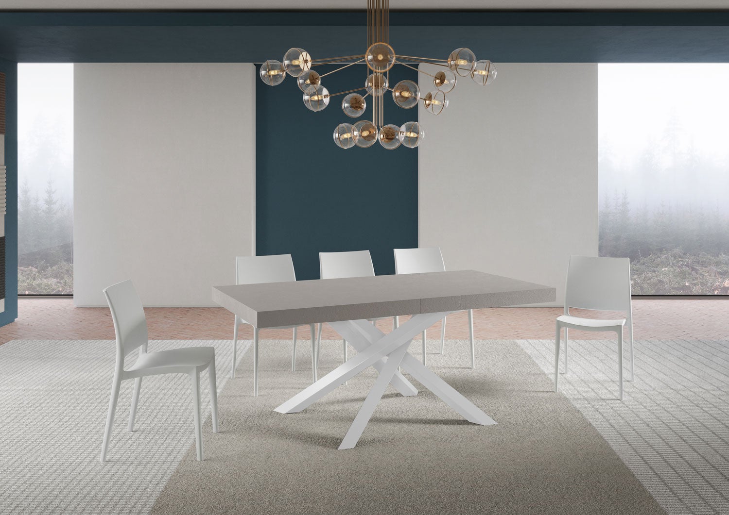 Stół rozkładany Volantis Cashmere 180/440x90 cm z białymi nogami