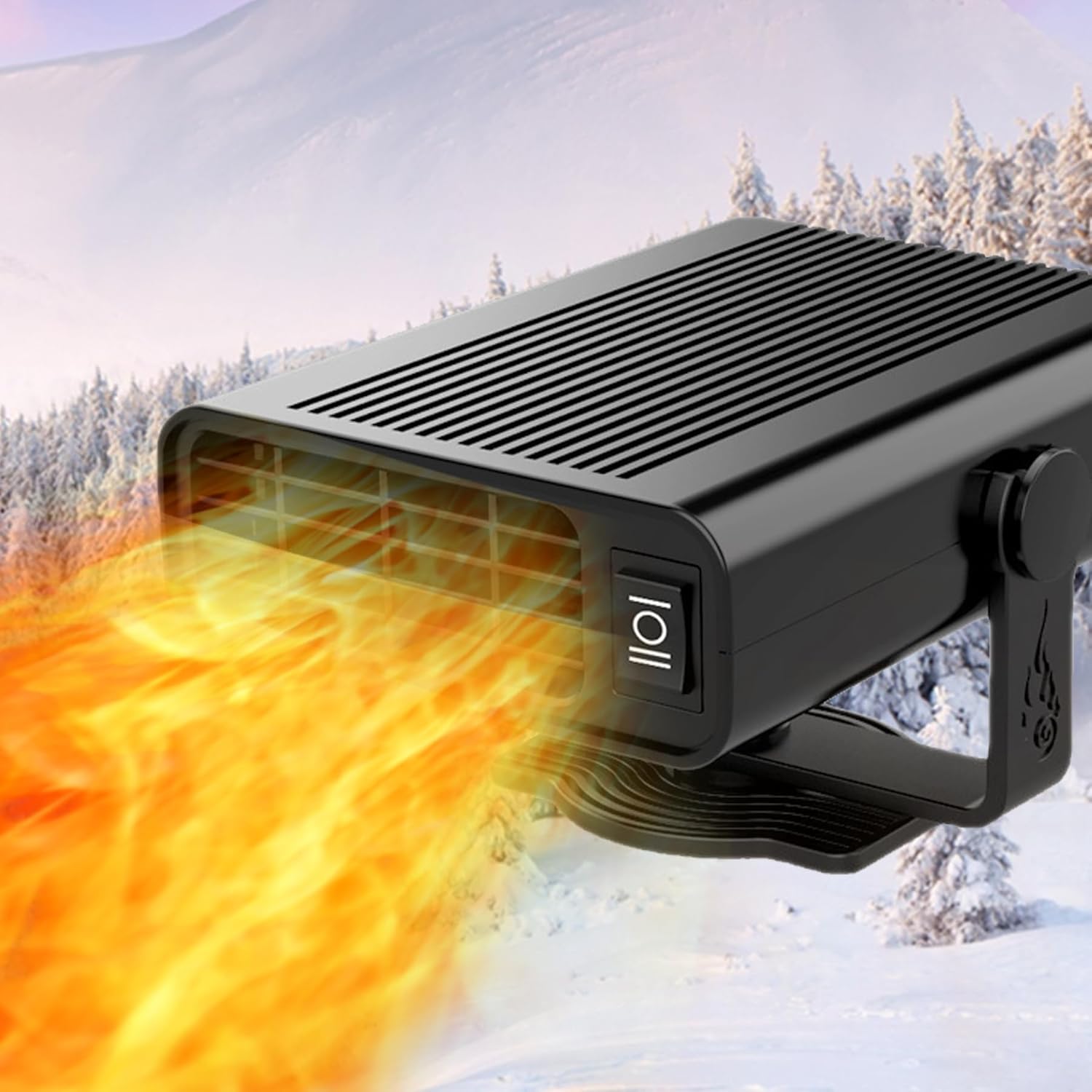 Ogrzewacz samochodowy z funkcją szybkiego rozmrażania i usuwania zaparowania, 24 V 150 W, czarny.