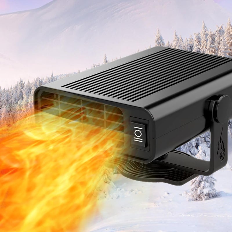 Ogrzewacz samochodowy z funkcją szybkiego rozmrażania i usuwania zaparowania, 24 V 150 W, czarny.