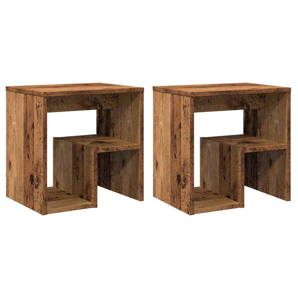 vidaXL Tables de chevet 2 pcs vieux bois 40x30x40 cm bois d'ingénierie - 2