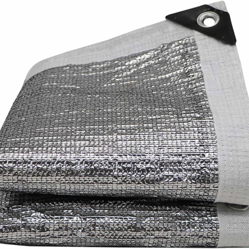 Żagiel przeciwsłoneczny aluminiowy o współczynniku odbicia 99% - pokrowiec na parasol z siatką na oczka - 2 x 5 m siatka przeciwsłoneczna z tkaniny