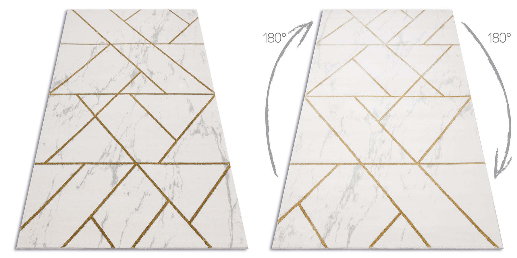 Dywan EMERALD ekskluzywny 1012 glamour, stylowy geometryczny, marmur krem / złoty 120x170 cm - 2