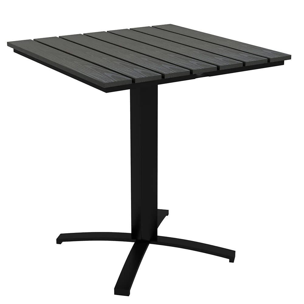 Stół ogrodowy, dla 4 osób, imitacja drewna, rama aluminiowa, 70 x 70 x 76 cm, szary