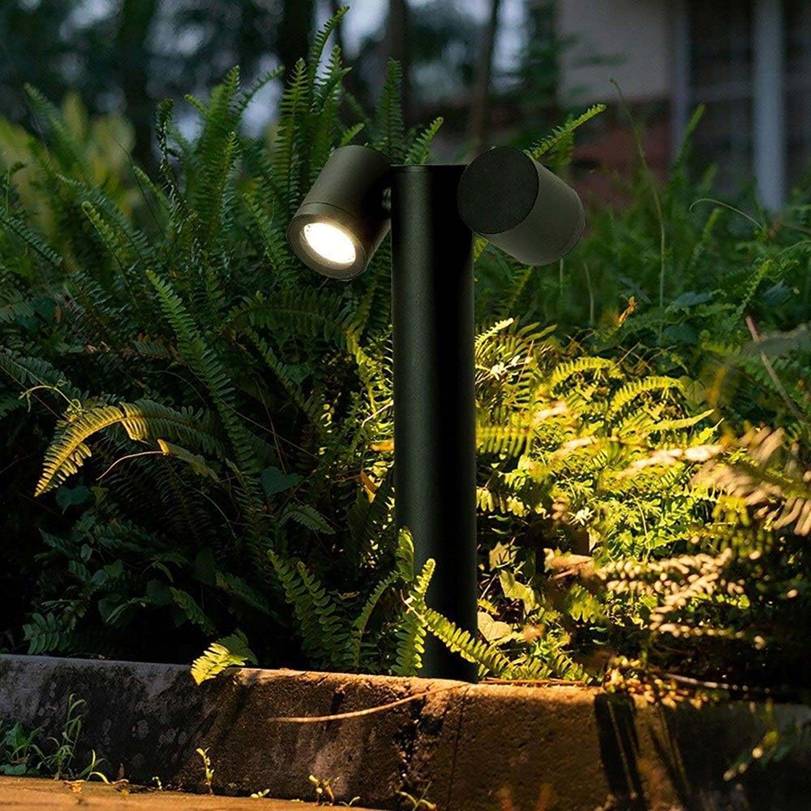 Lampe de jardin double LED GU10, lanterne étanche, diffuseur réglable éclairage de chemin cour gris foncé 44cm - 3