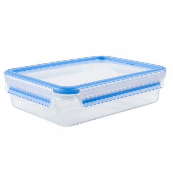 Emsa Clip&Close Boîte Alimentaire Rectangulaire En Verre 2L - Hermétique, Four 420°C, Congélateur -40°C, Lave-Vaisselle, Garantie 30 Ans