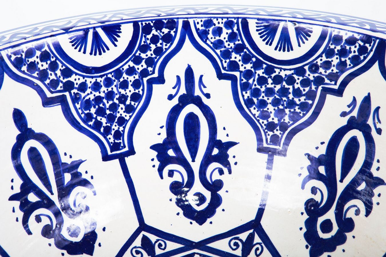 Lavabo de cerámica marroquí Saba – lavabo redondo de 41 cm para colocar hecho a mano, estilo artesanal oriental, decoración exótica diseño baño - 4