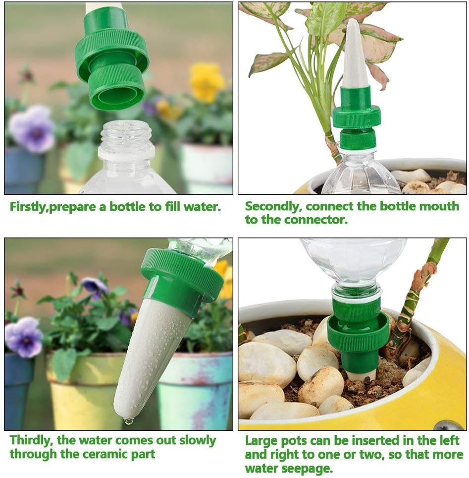 4 pcs Automatique plante d'irrigation d'eau distributeur cône en céramique tête plante verseur goutte à goutte d'irrigation pour plante d'intérieur - 3