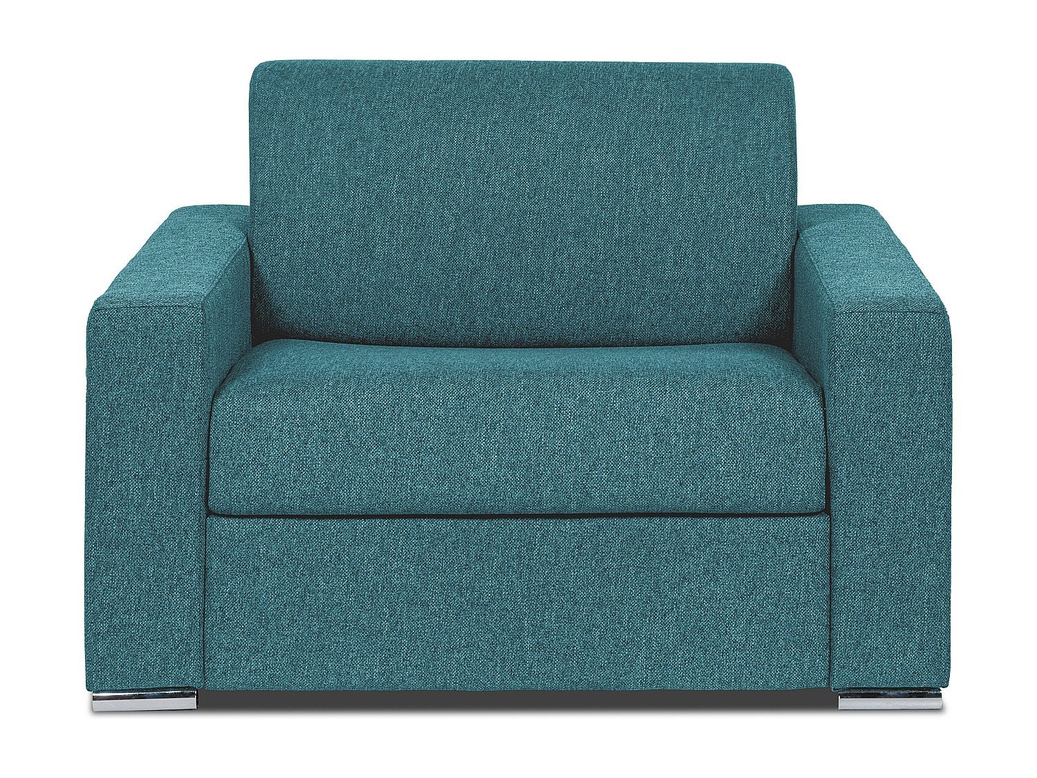Fotel rozkładany typu express z niebieską tapicerką - Miejsce do spania 70 cm - Materac 14 cm - CALITO