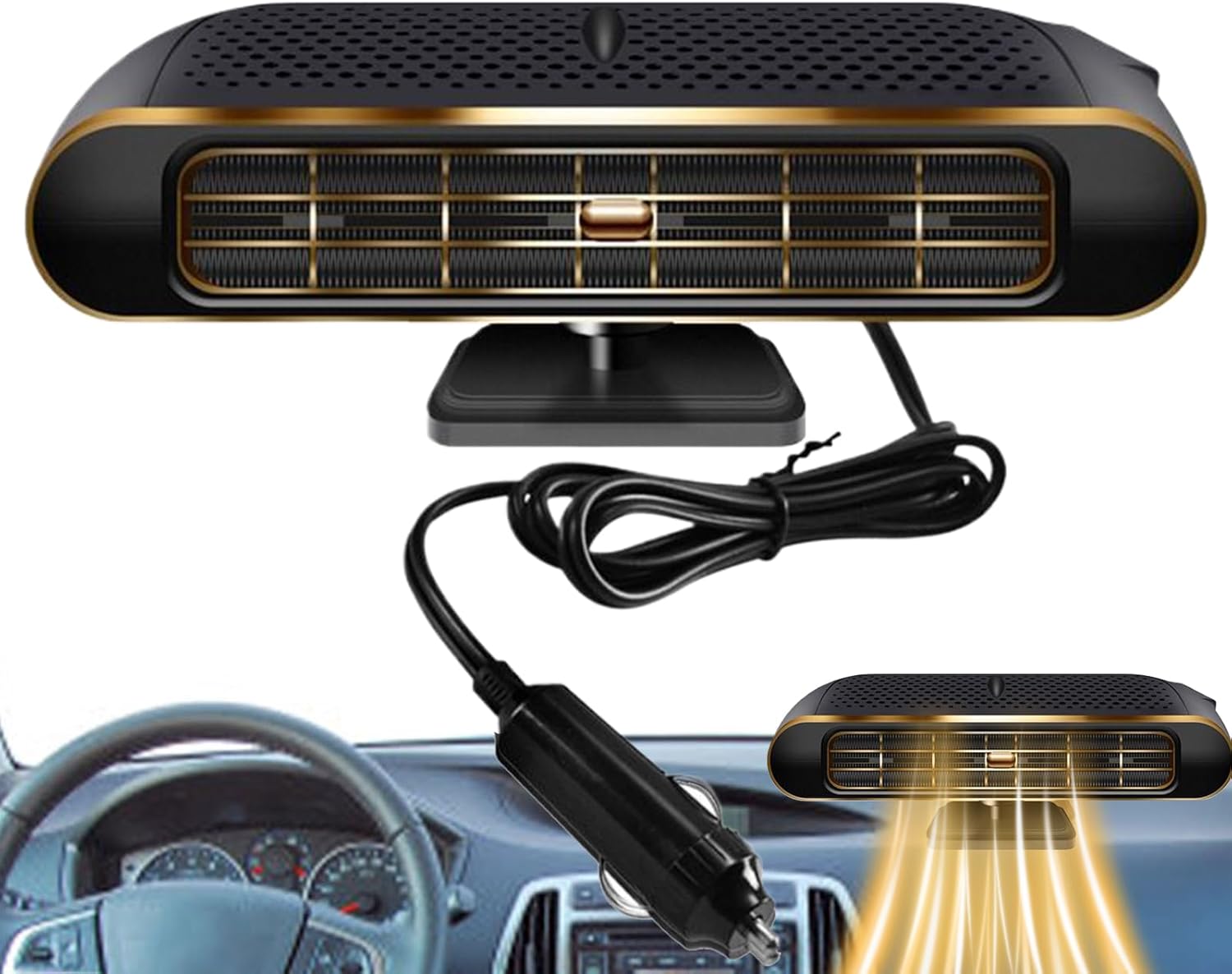 Ogrzewacz samochodowy | Przenośny ogrzewacz 12 V | Do szyb w ciężarówkach, SUV-ach i samochodach osobowych