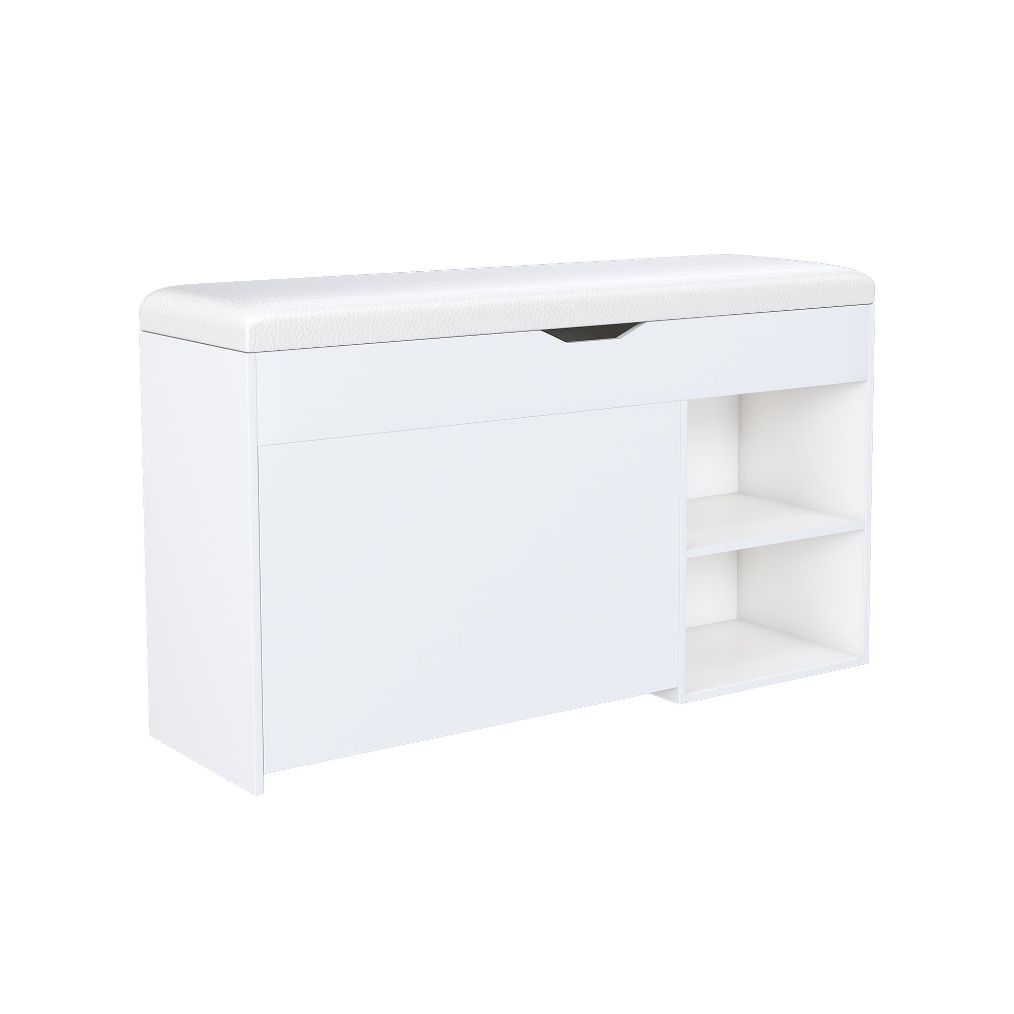 Banc à chaussures 100x30x52 cm, rangement avec couvercle rabattable, MDF blanc - 2