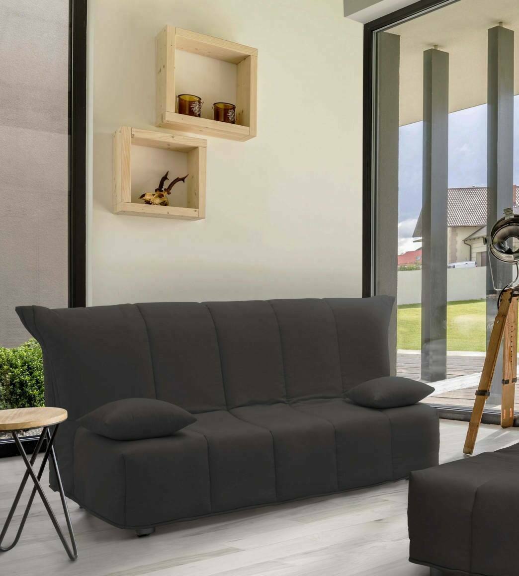 Sofá cama 2 plazas alisee, sofá con apertura para carro de tejido acolchado, cojines incluidos, 100% made in italy, 125x90h85 cm, gris