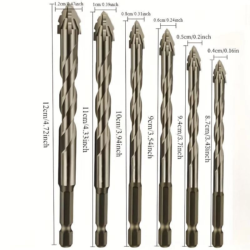 Set Punte Da Trapano Eccentriche A 4 Taglienti - 4+5+6+8+10+12mm, Rivestite Titanio - Foto 3