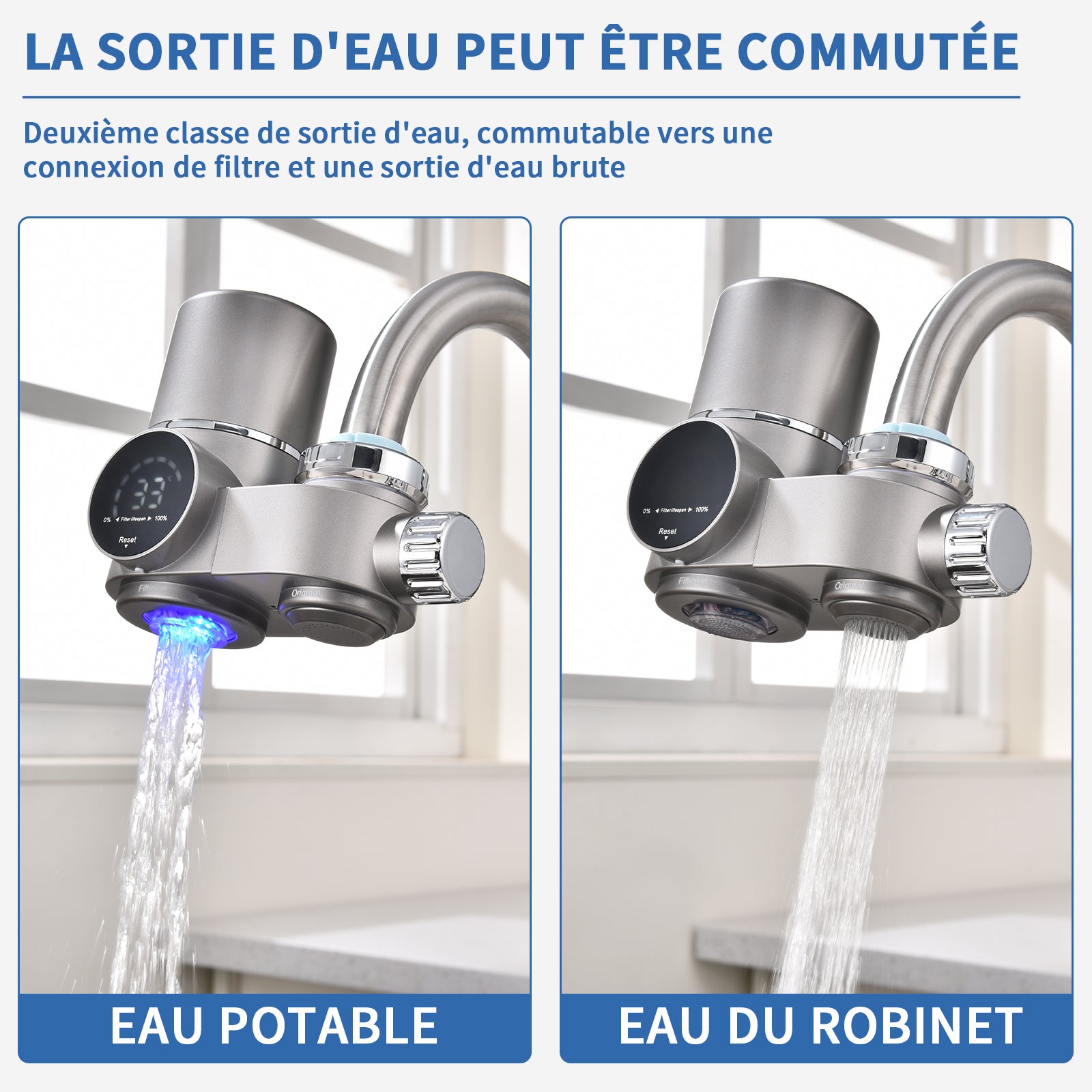 Système de Filtration d'Eau pour Robinet, Filtre à eau Gris - Élimine l'Oxyde, le Chlore, les Nitrates, les Sédiments et les Pesticides - 6