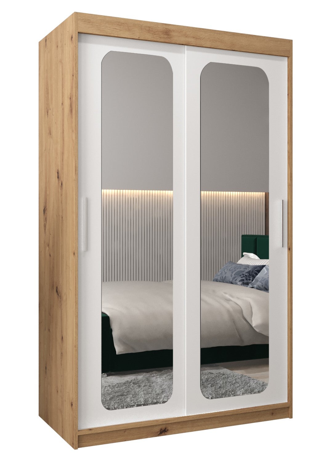 Szafa przesuwna garderoba PROMO T3 120 x 62 x 200 cm Artisan + Biały - Abiks Meble