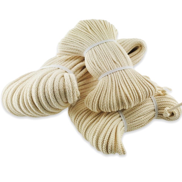 Mèche ronde Ø 1,5 mm 1 m 100 % coton pour lampe à huile et bougie