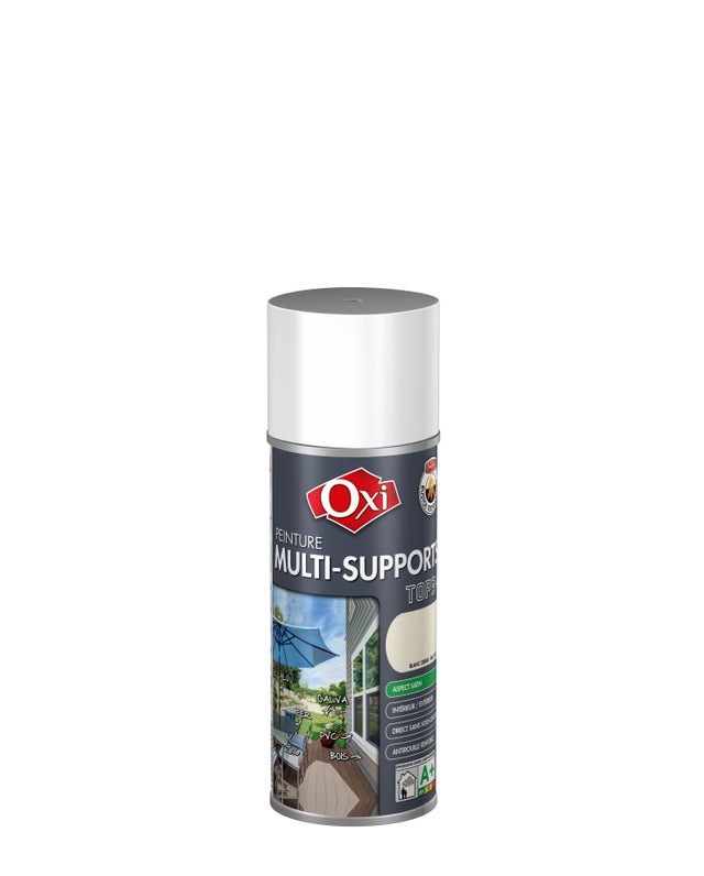 Solution intérieure/extérieure OXI PEINTURE MULTI SUPPORTS SATIN Blanc Crème (RAL 9001) Aérosol 400 ml