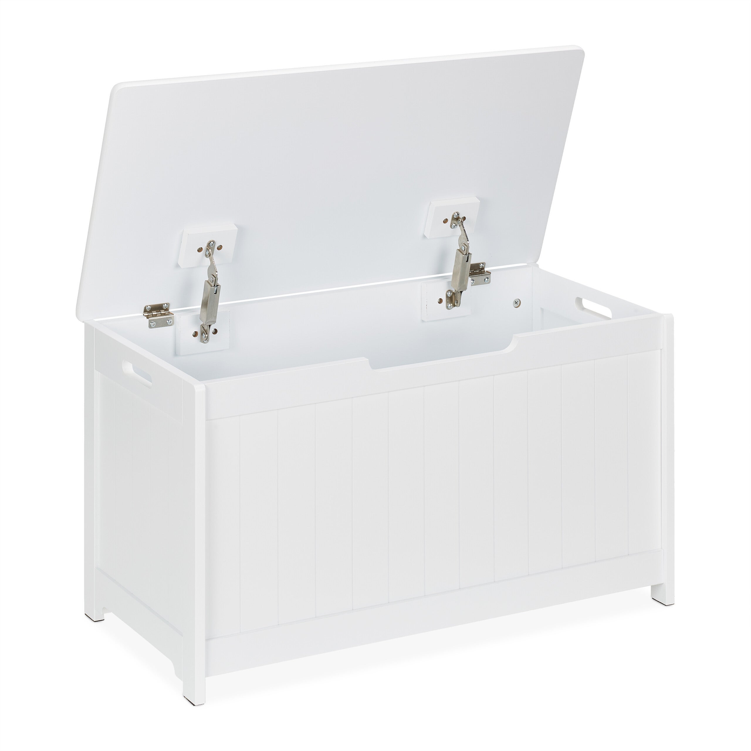 Coffre de rangement avec couvercle, grande caisse pour jouets, H x L x P : 45 x 80 x 40 cm, MDF, blanc, Relaxdays - 6