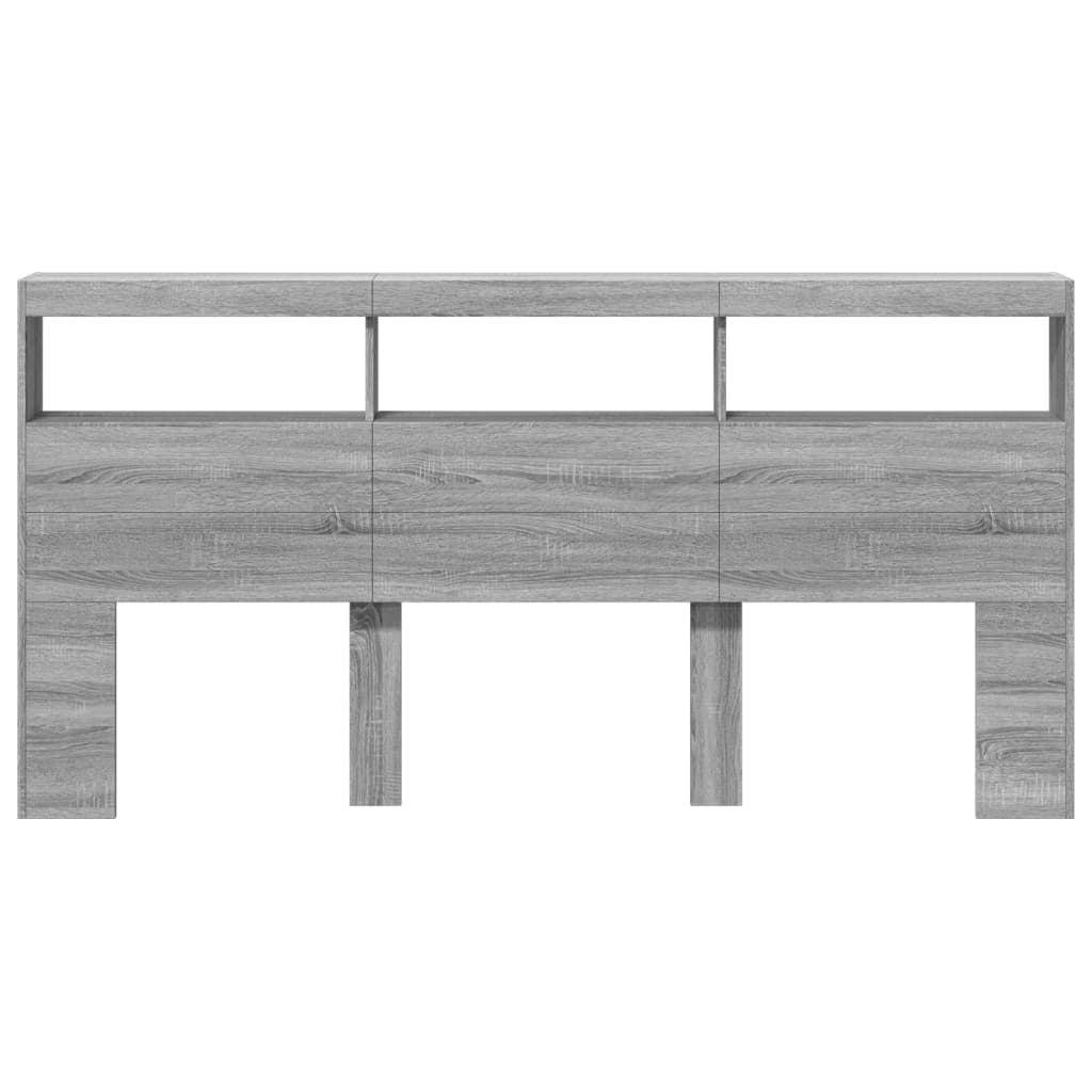 Armoire tête de lit avec LED sonoma gris 200x17x102 - 6