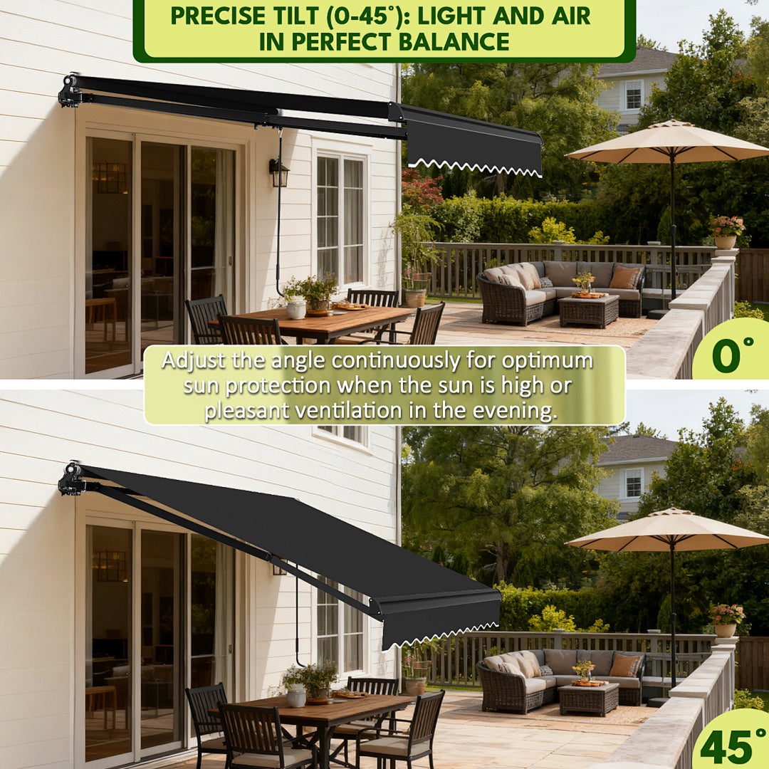 Store Banne mural articulé Store Électrique Rétractable Protection UV50+ 2,5x2 m Aluminium Cadre Anthracite Utilisation Extérieure - 3