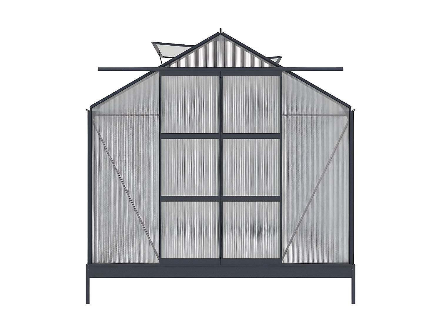 Szklarnia ogrodowa z poliwęglanu 7.5 m² GREENEA II z podstawą - Antracyt