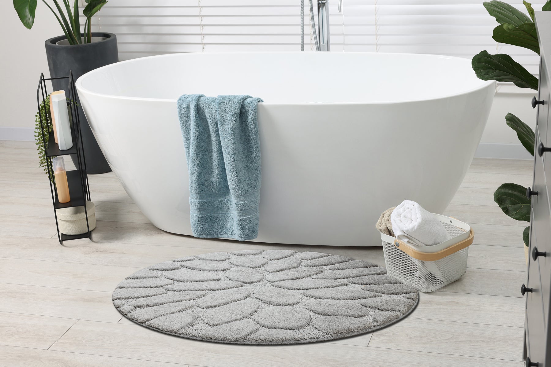 Tapis de salle de bain SUPREME cercle STONES, des pierres, antidérapant, doux - gris cercle 100 cm - 3