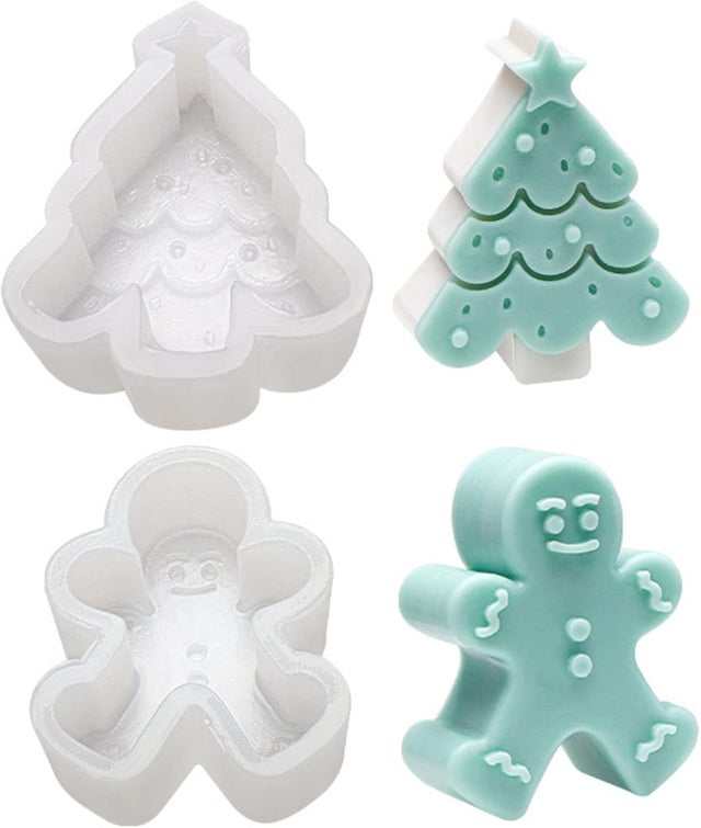 Moule à Bonhomme En Pain D'épice En Silicone - Pour Bougies, Plâtre, Pâte à Modeler - Décorations De Noël DIY 7,8x10,4 Cm