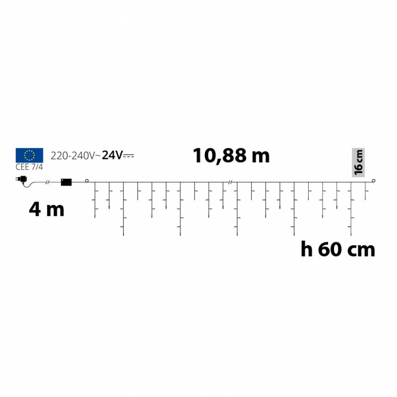 Guirlande stalactite 10M H 60CM 255 LED blanc froid 8 programmes câble blanc Lotti - 3