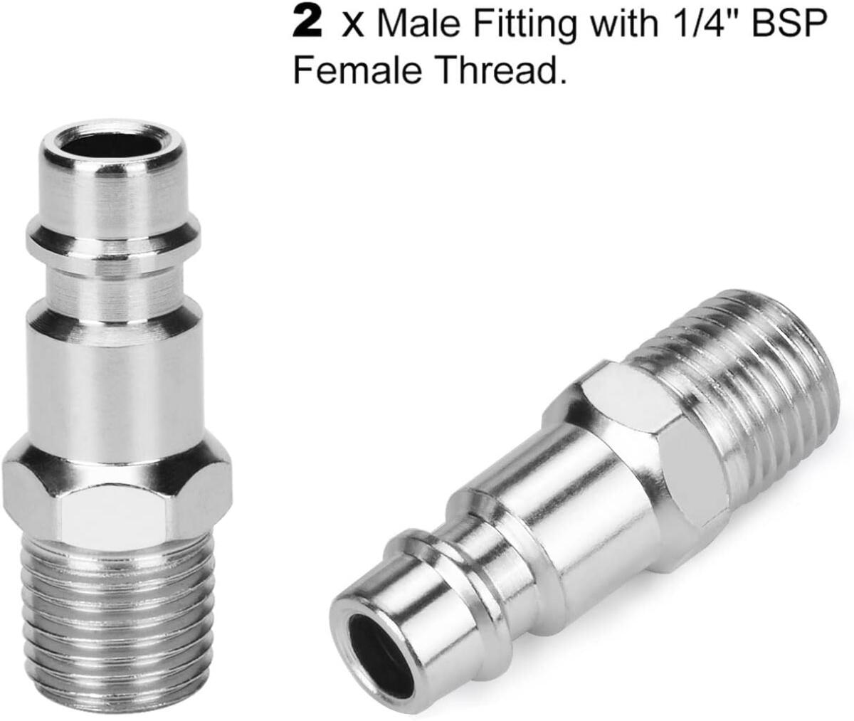 Lot de 10 accessoires pour compresseur, connecteur rapide pneumatique 1/4 pouce, pour air comprimé, connecteur de tuyau d'air comprimé mâle femelle - 4