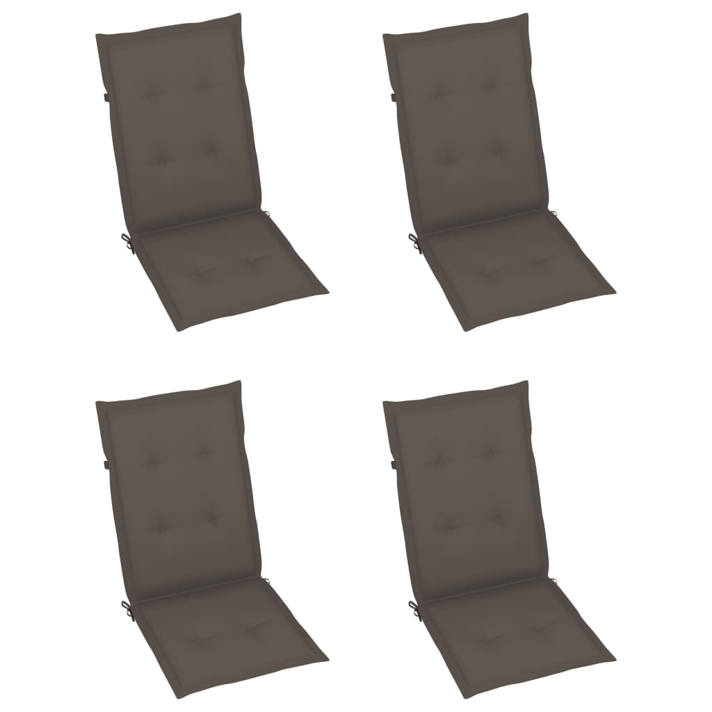 Chaises de jardin 4 pcs avec coussins taupe Bois de teck massif - 6