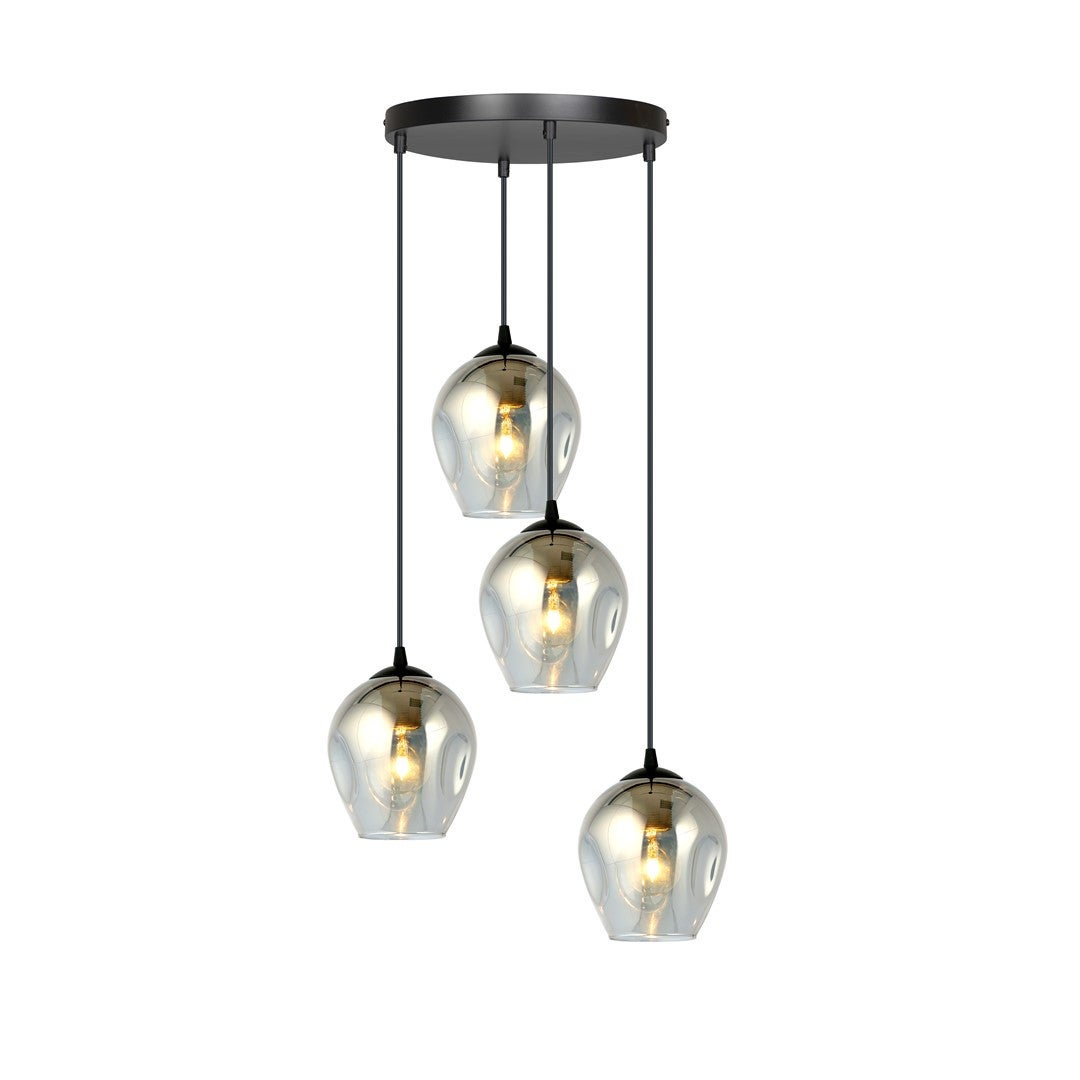 Lampa wisząca Istar czarna-grafit 4xE27x15W wym: 100 x 40 x 40 cm szkło Emibig