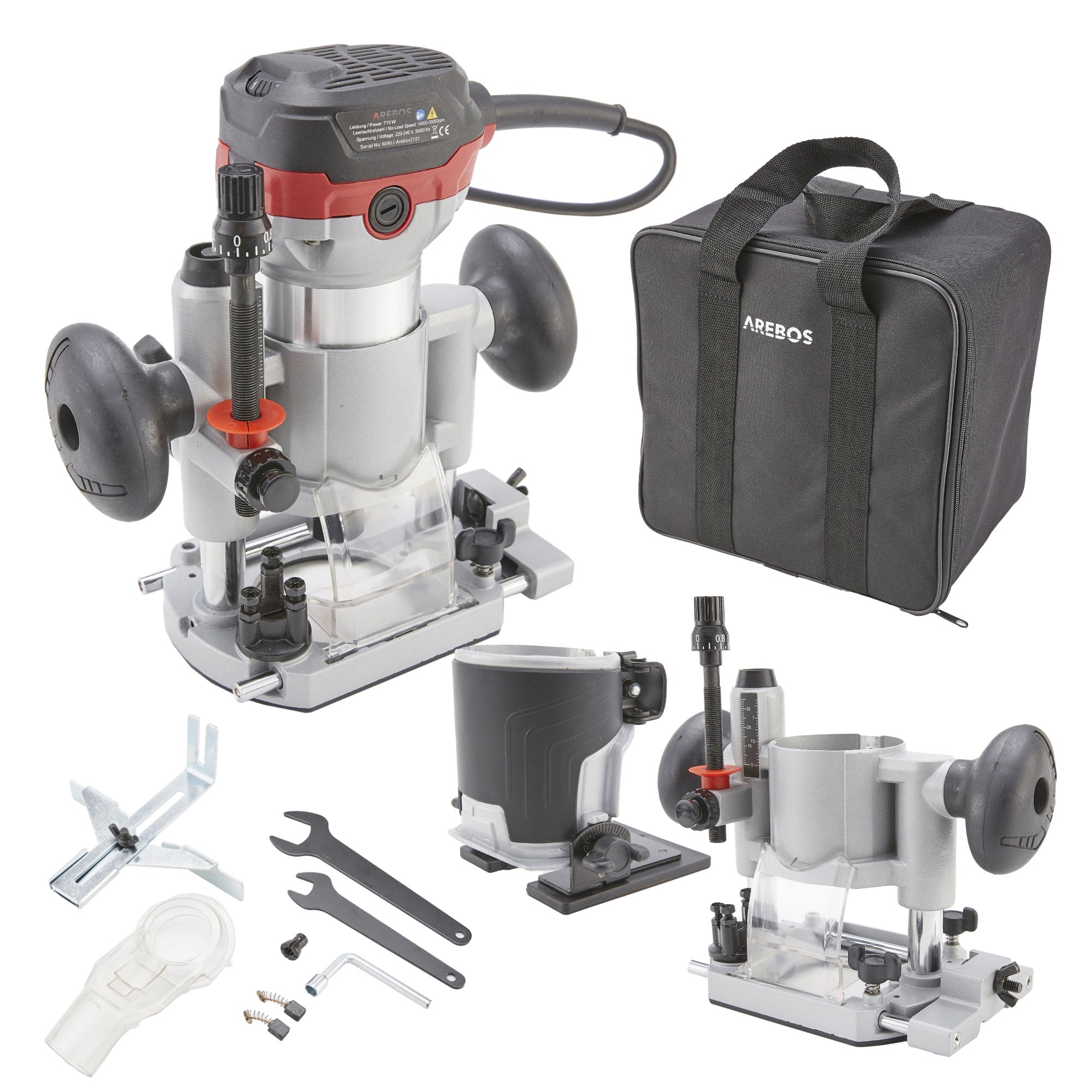 AREBOS Défonceuse électrique Machine à Fraiser 710W Sac à outils avec ...