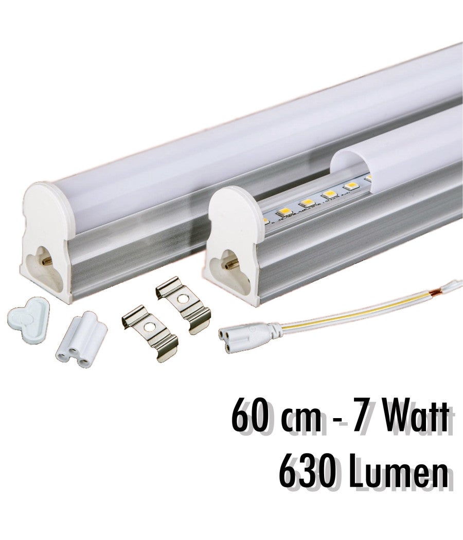 Trade Shop - Tubo T5 Neon Led 7 W Watt 60 Cm 630 Lumen Per Uso Interno Luce Bianca Plafoniera - Bianco Caldo - - 2