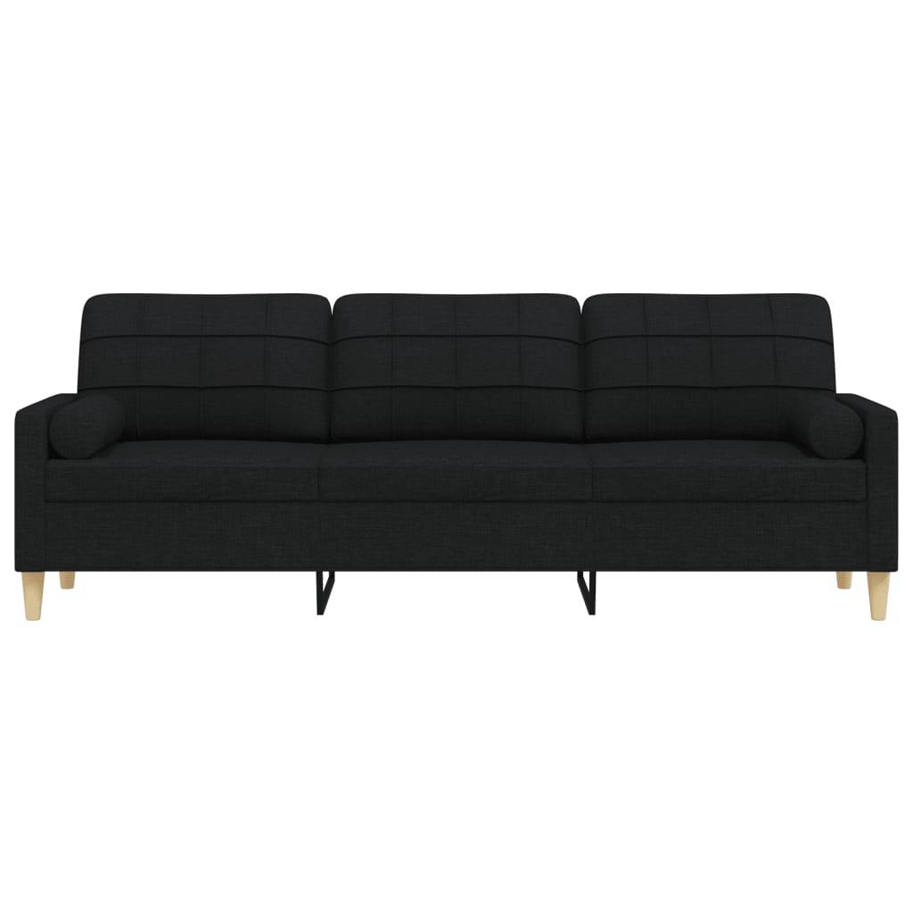 vidaXL Canapé 3 places avec oreillers décoratifs noir 210 cm tissu - 4