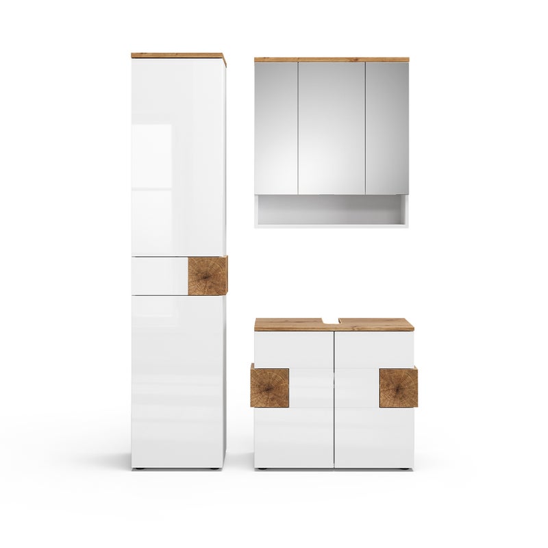 Vicco Zestaw mebli łazienkowych Eden, Biały, 3 części, z modułem wysokim