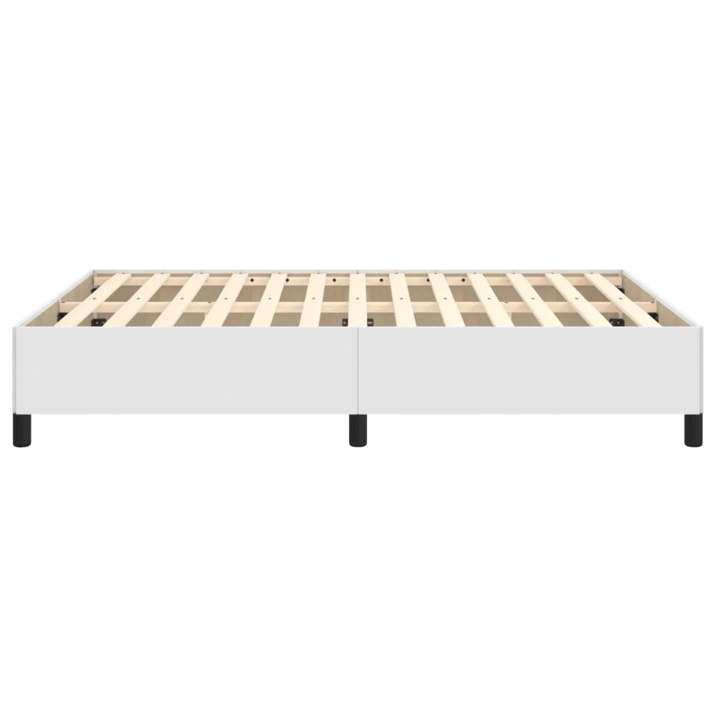 Cadre de lit sans matelas en similicuir blanc pour la chambre, 140 × 200 cm - 6