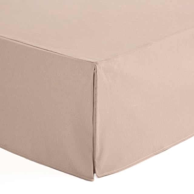 Cache-sommier uni haut 30 cm en coton lit 150x200x30 cm coloris Beige