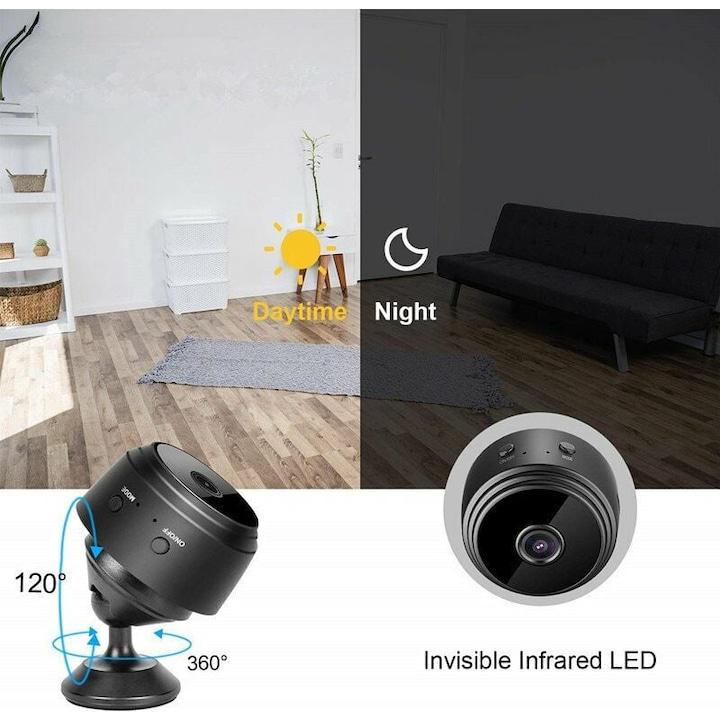 Mini caméra de surveillance sans fil HD 4K, détection de mouvement, vision nocturne, kit complet, noire - 4
