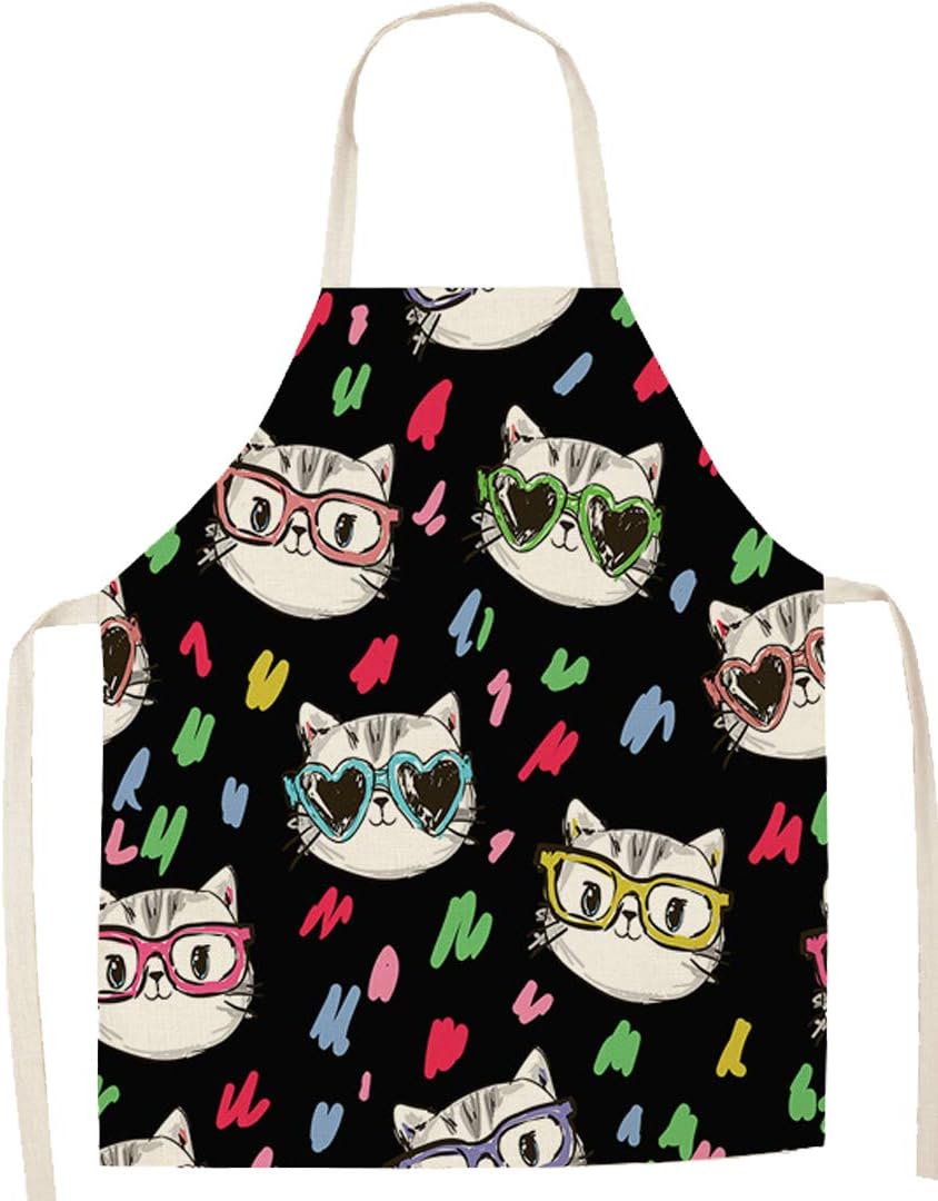 Szt. fartuch kuchenny dla kobiet i mężczyzn z modnym wzorem kota, unisex, uroczy fartuch do grillowania z kreskówkową kreskówką