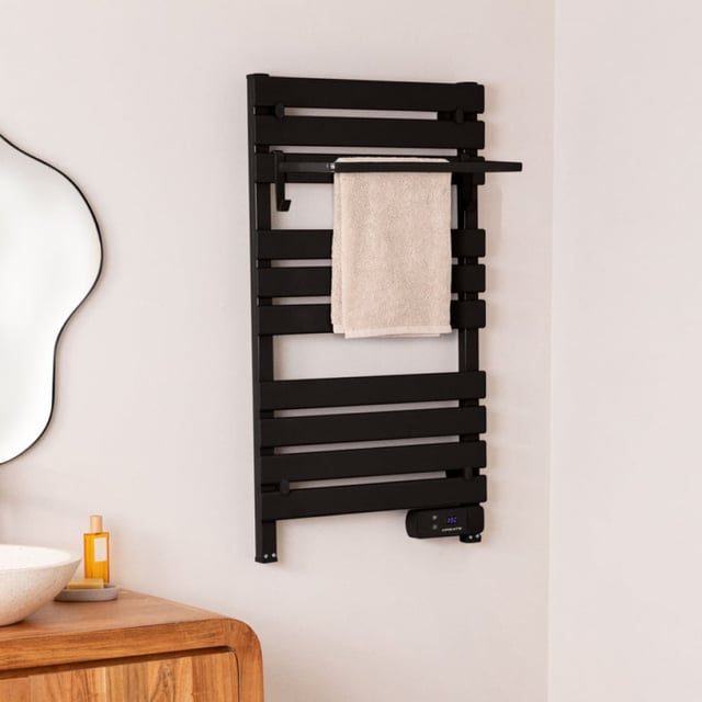 WARM TOWEL - Sèche-serviettes électrique au sol ou mural 500W Sans pieds et avec étagère