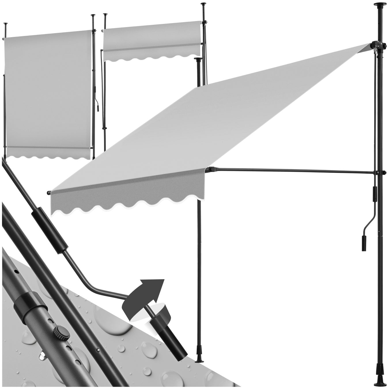 Tectake toldo plegable para balcón con manivela
