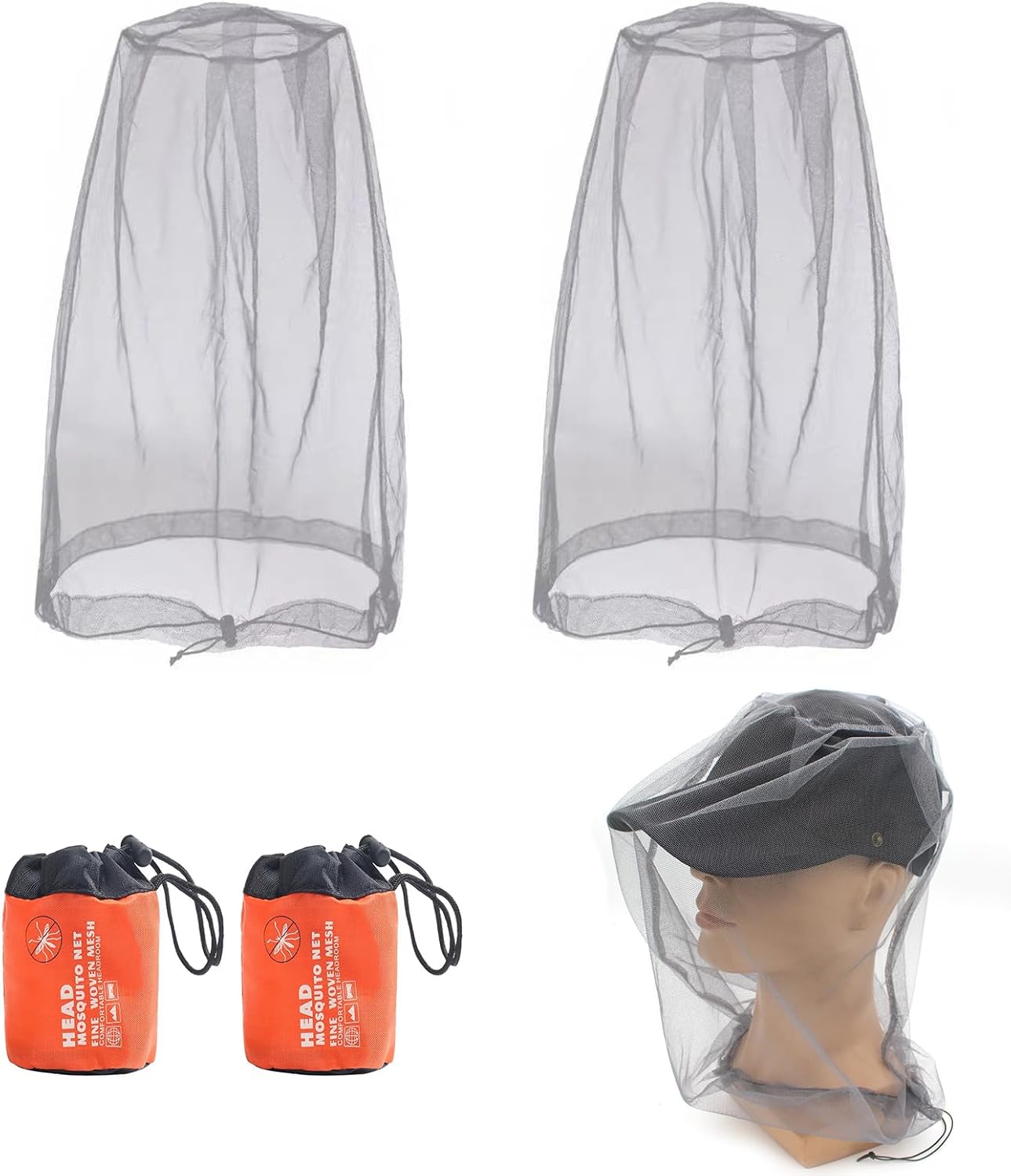 Zestaw 2 moskitier ochronnych na głowę z torbą transportową na kemping