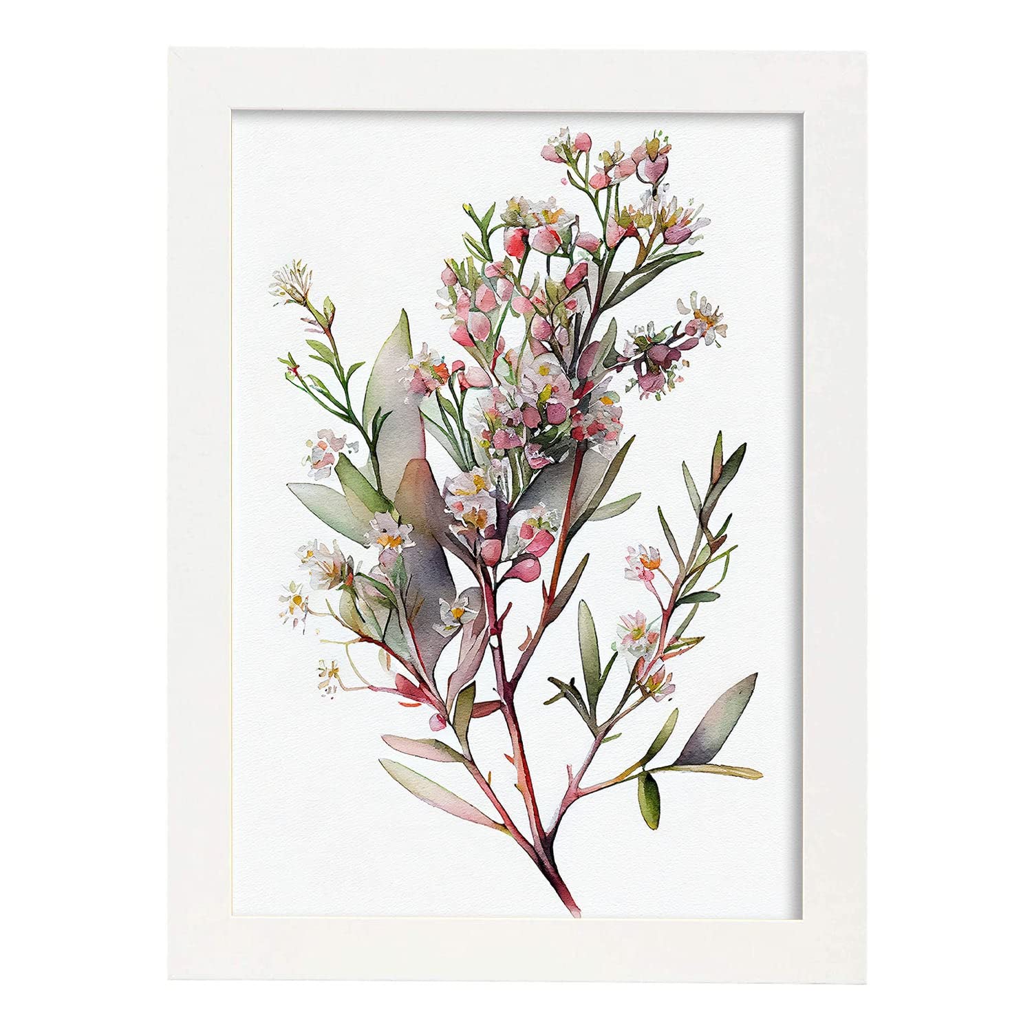 Nacnic poster de flor de cera estilo nórdico ilustraciones de botánica con flores y plantas en acuarela diseño moderno y modelo 3 a3 con marco blancos