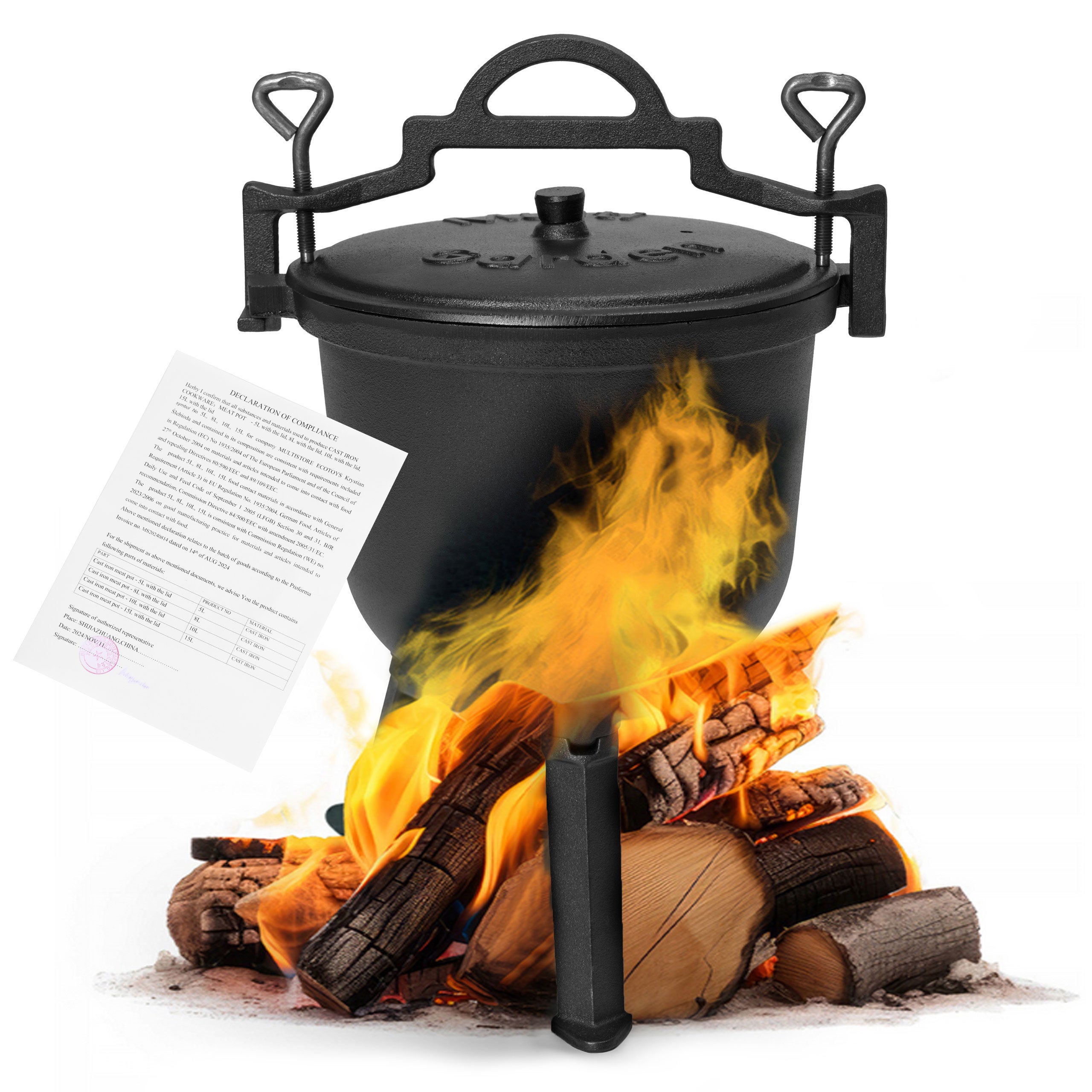 Kociołek żeliwny stojący 8L garnek myśliwski ognisko grill MultiGarden - 5