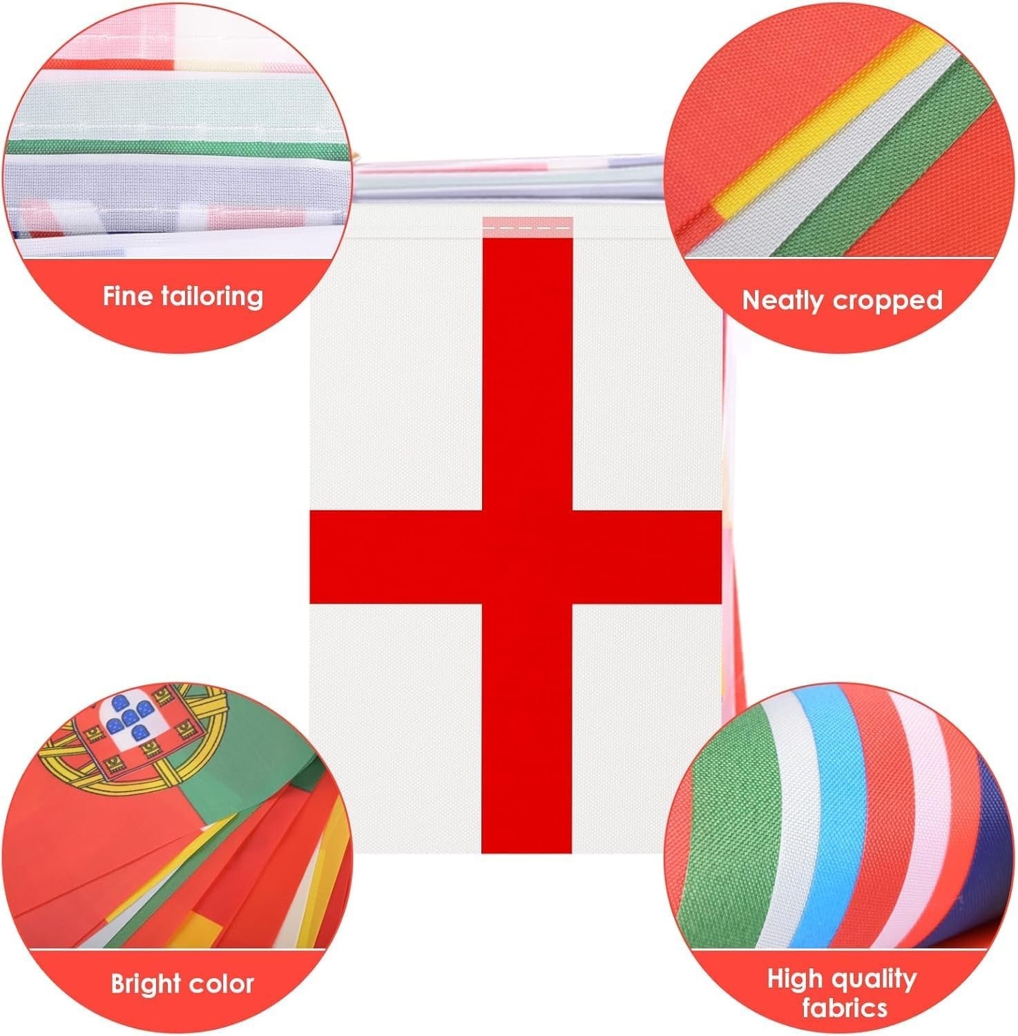 48 drapeaux décoratifs, décoration de banderole de drapeau de la coupe du monde de football (2 pièces, 14 x 21 cm - 15 m) - 3