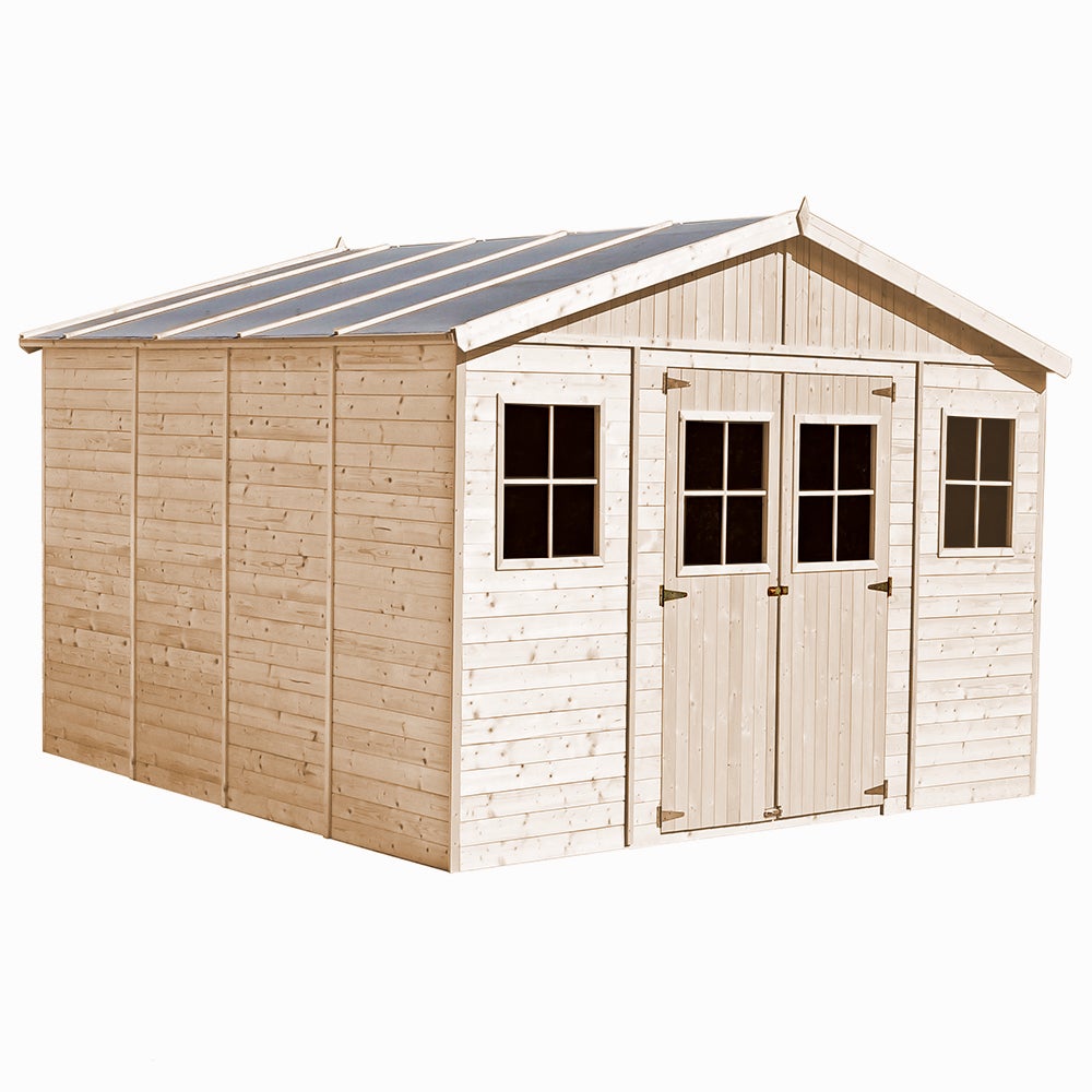Cobertizo de madera para jardín - 418x420cm/16m2 Cobertizo de madera natural - Taller de Jardín - TIMBELA M330 - 7