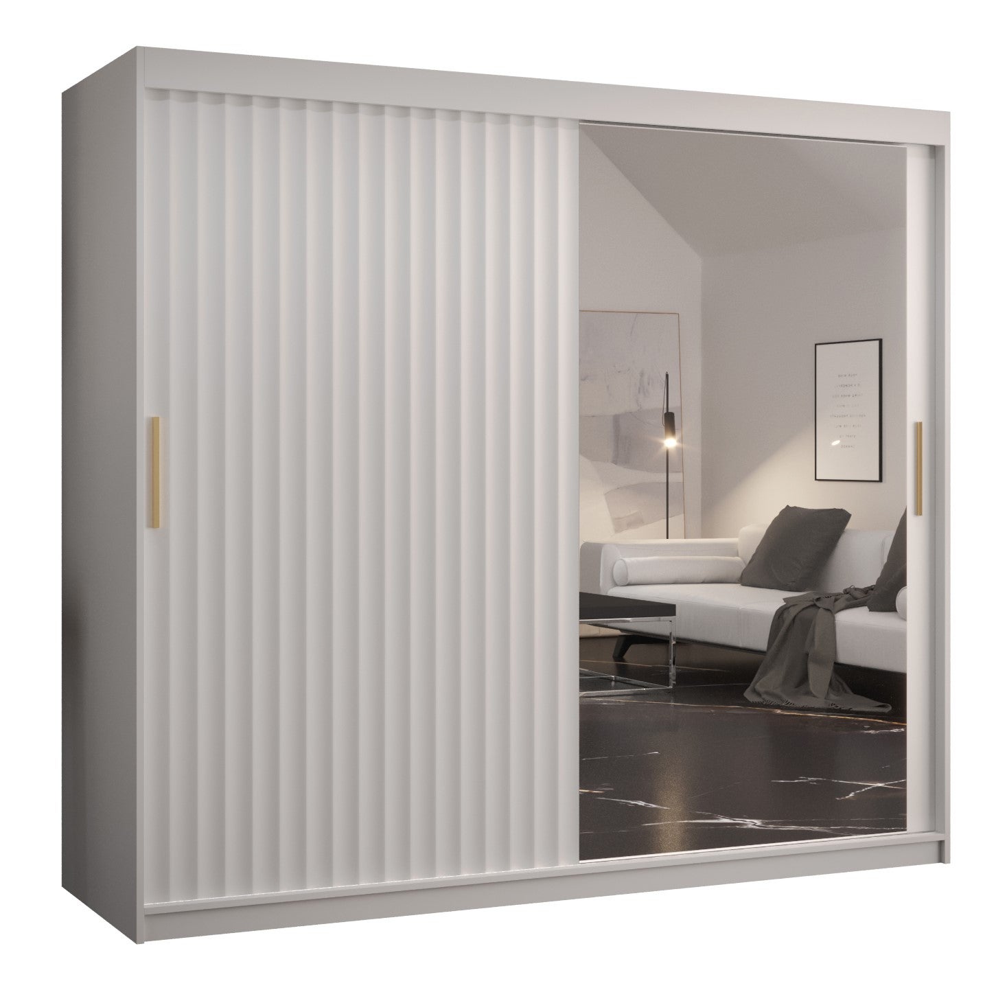 Szafa przesuwna garderoba RIFLO WAVE 2 200 x 62 x 200 cm Biały - Abiks Meble