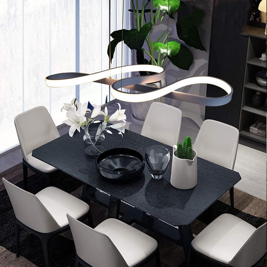 NETTLIFE Lampa wisząca LED Biała 47 W Średnica 75 cm Aluminium Ściemnialna Biała Salon Sypialnia Nowoczesna Lampa Regulowana Wysokość do