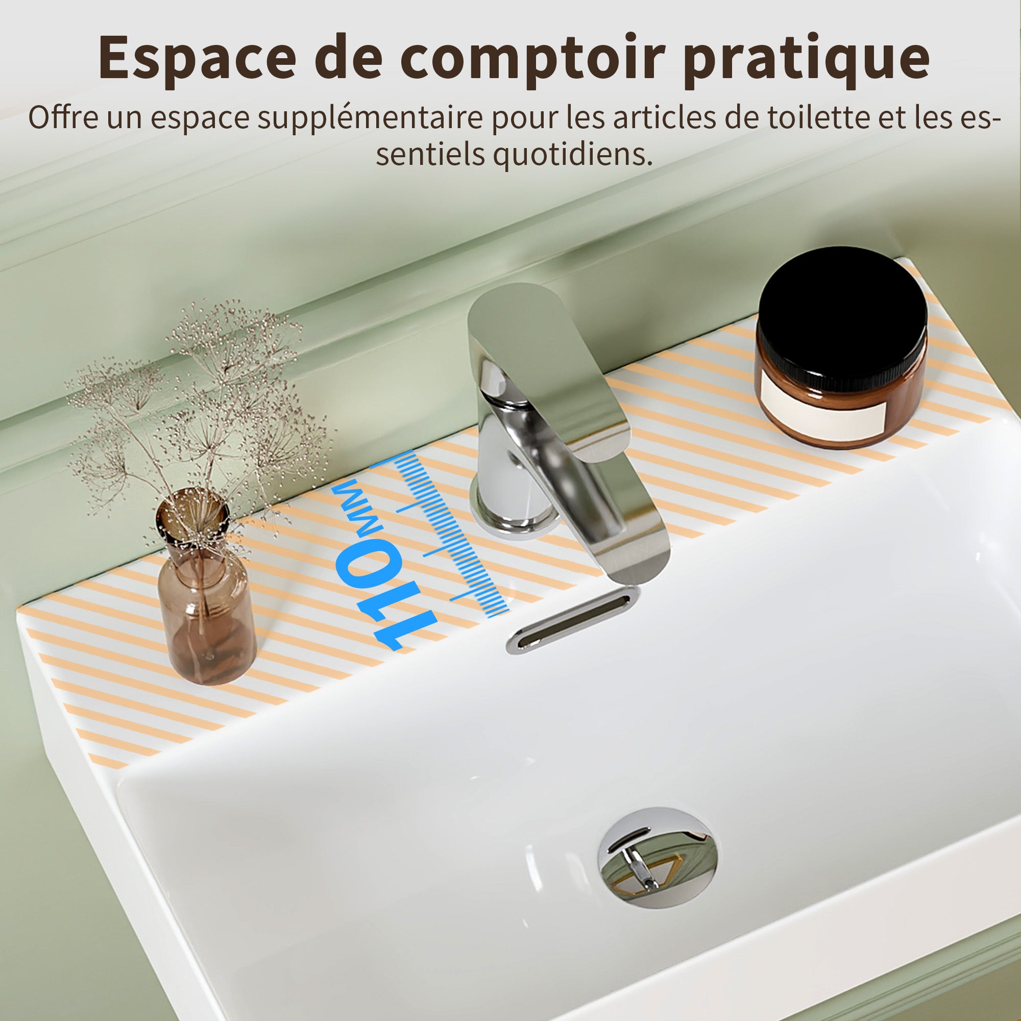 Vasque lave-main 46 cm céramique – Bord fin, coins arrondis – Bonde & trop-plein inclus – Vasque salle de bain à poser ou mural – Idéal lave main wc - 7
